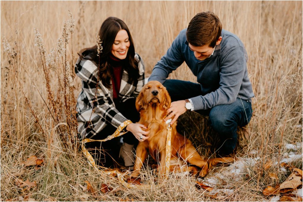 Wisconsin family winter portrait session with dog