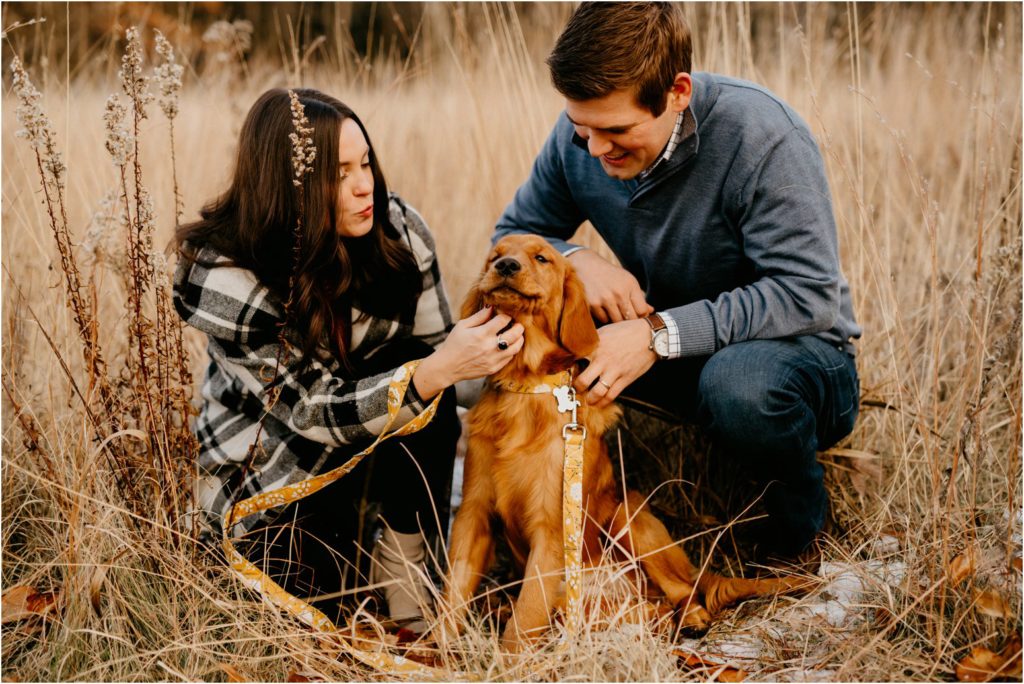 Wisconsin family winter portrait session with dog