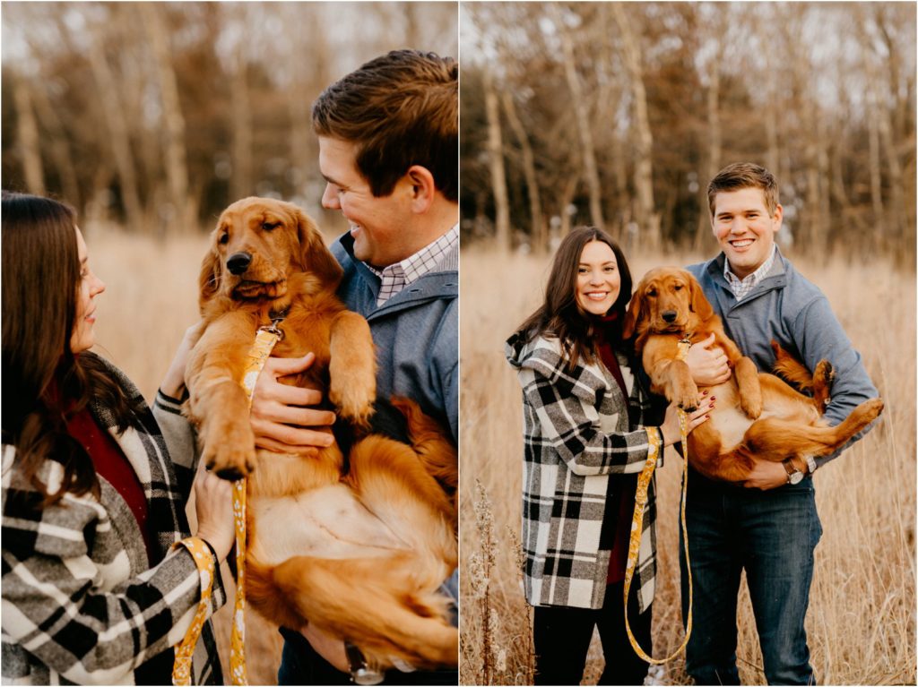 Wisconsin family winter portrait session with dog
