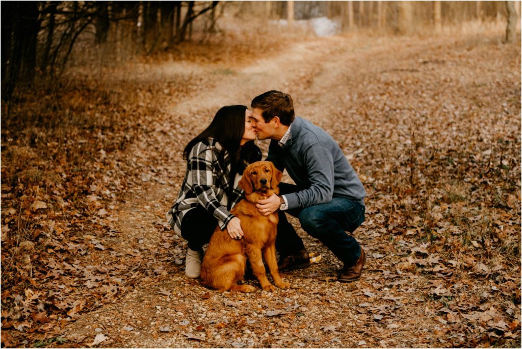 Wisconsin family winter portrait session with dog