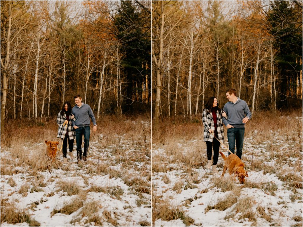 Wisconsin family winter portrait session with dog