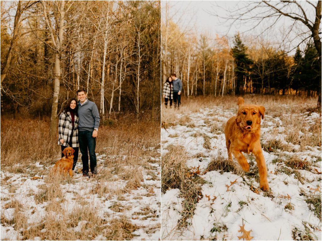 Wisconsin family winter portrait session with dog