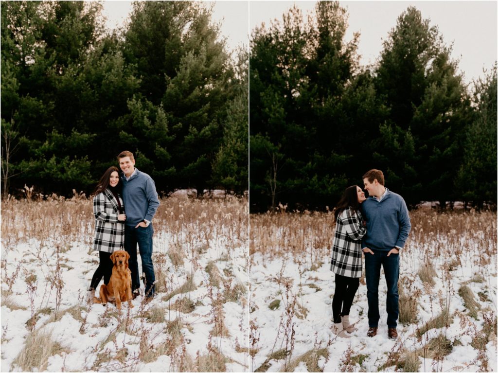 Wisconsin family winter portrait session with dog