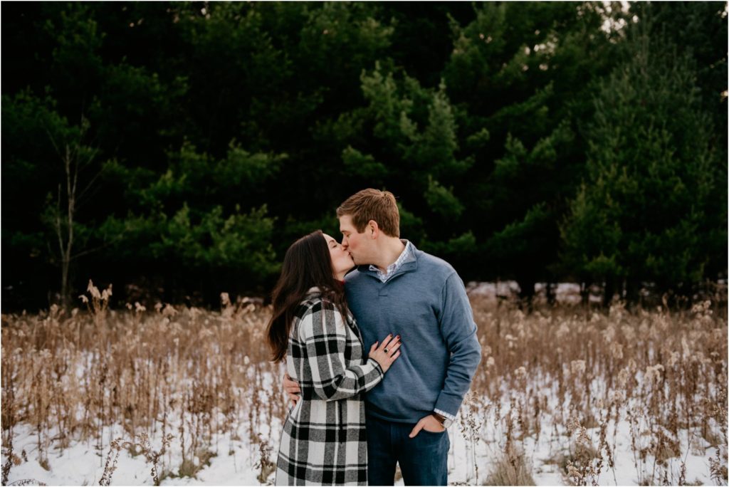 Wisconsin family winter portrait session with dog