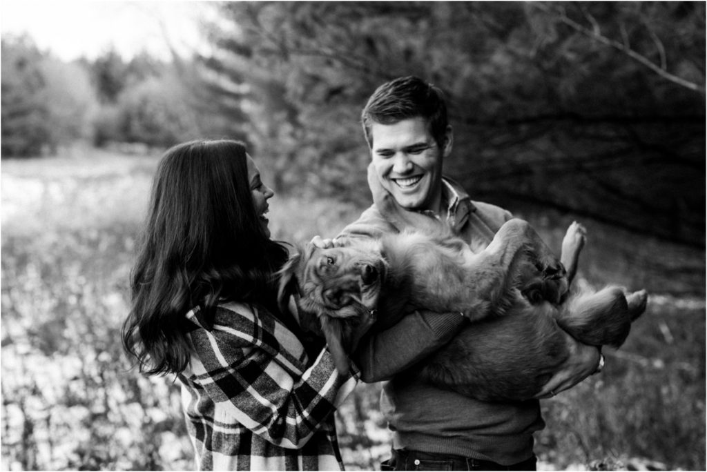 Wisconsin family winter portrait session with dog