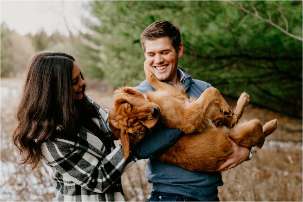 Wisconsin family winter portrait session with dog