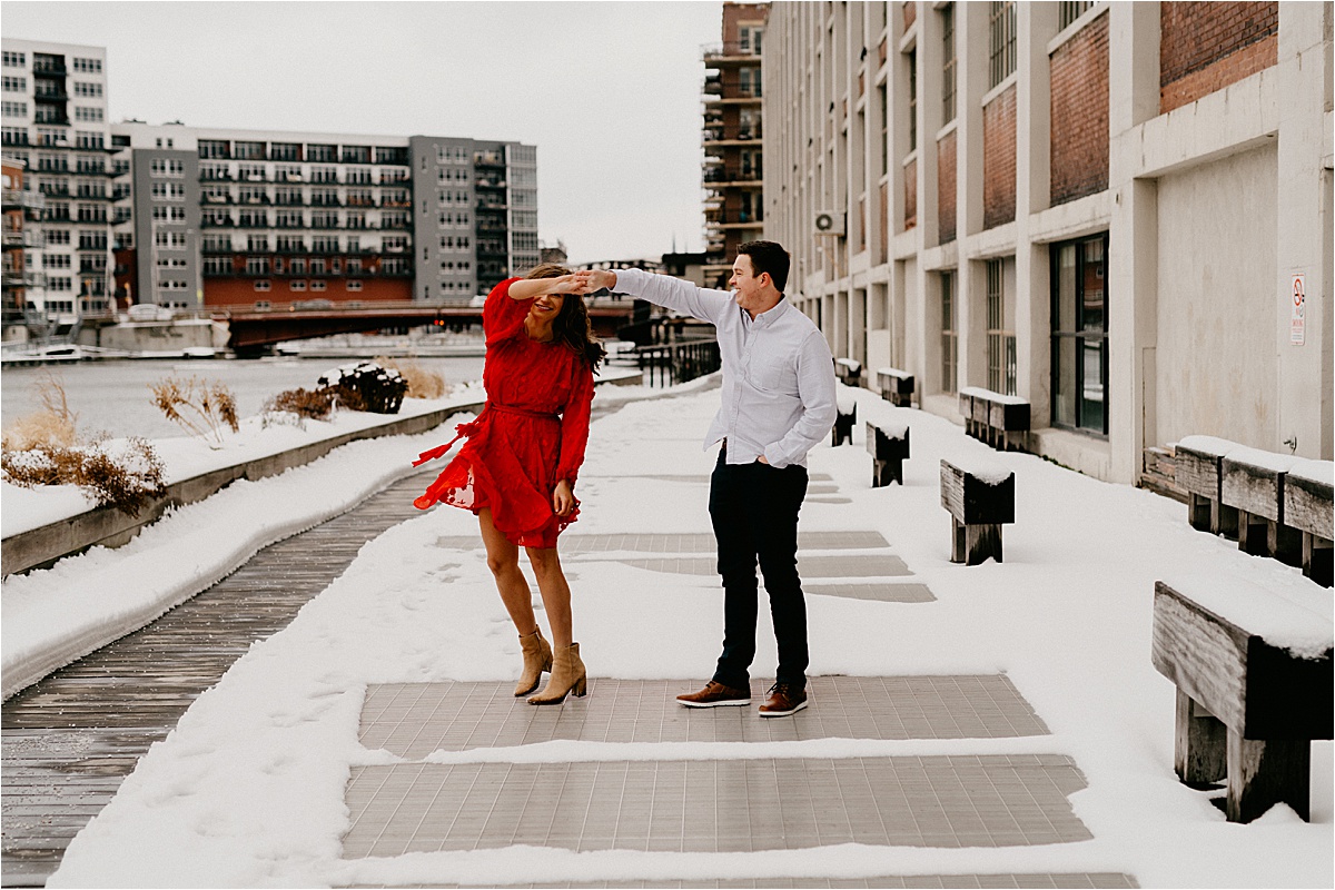 third ward Milwaukee Wisconsin engagement photos