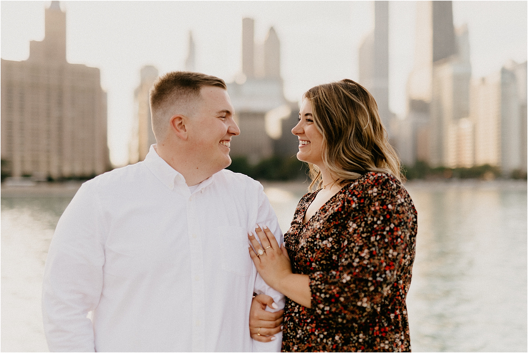 Chicago skyline engagement photos