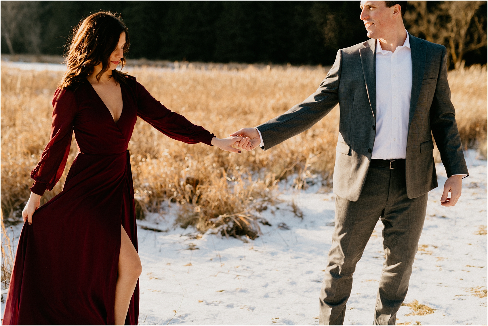 wisconsin winter engagement session
