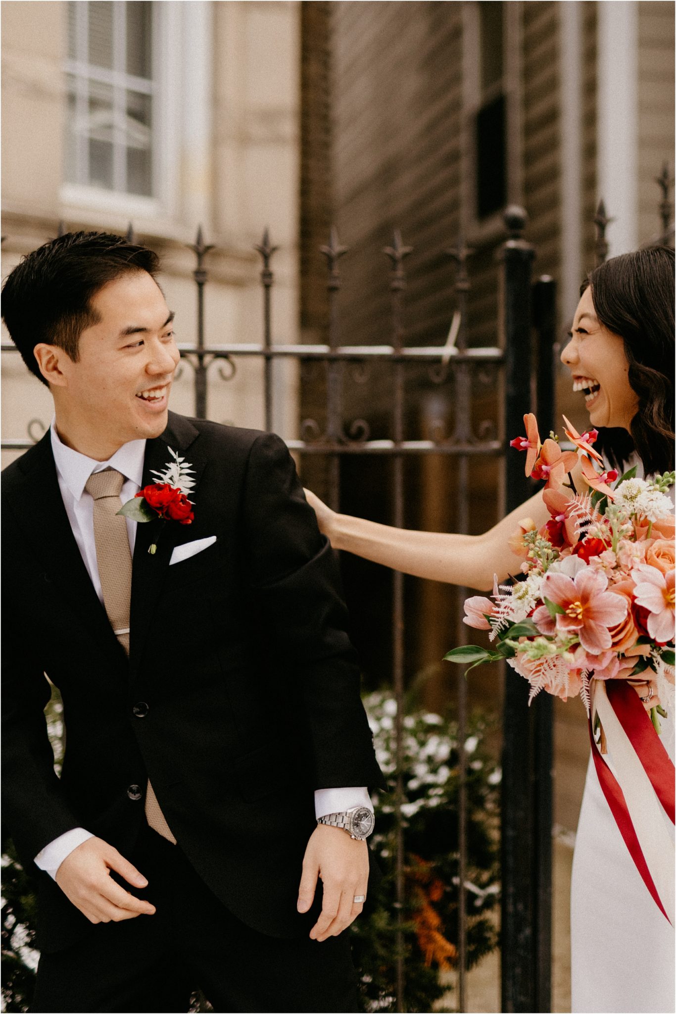 Chicago wedding pink flowers