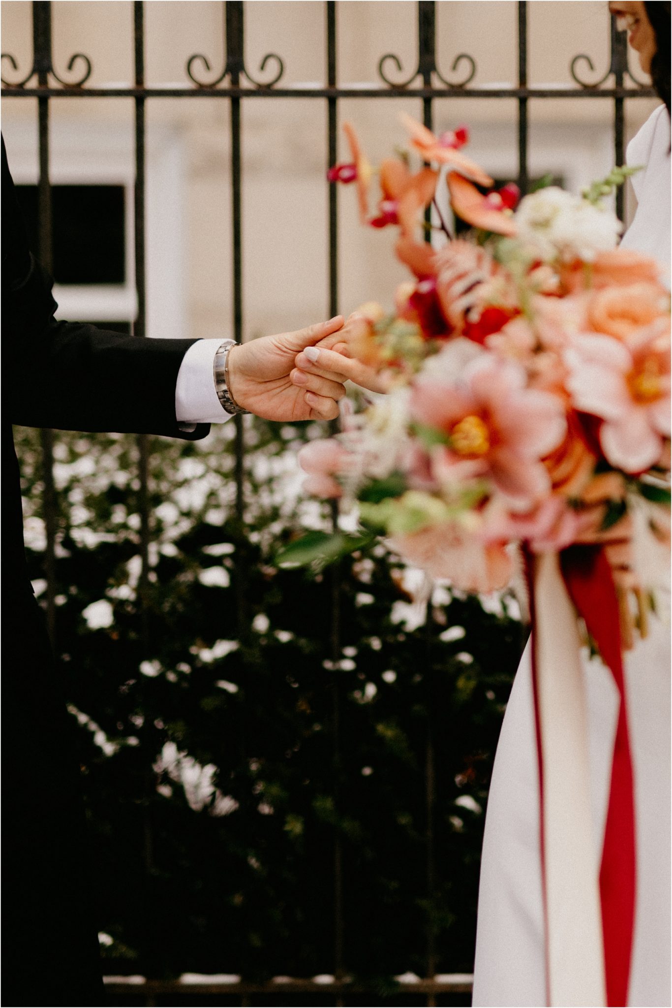 pink flowers for Chicago winter wedding