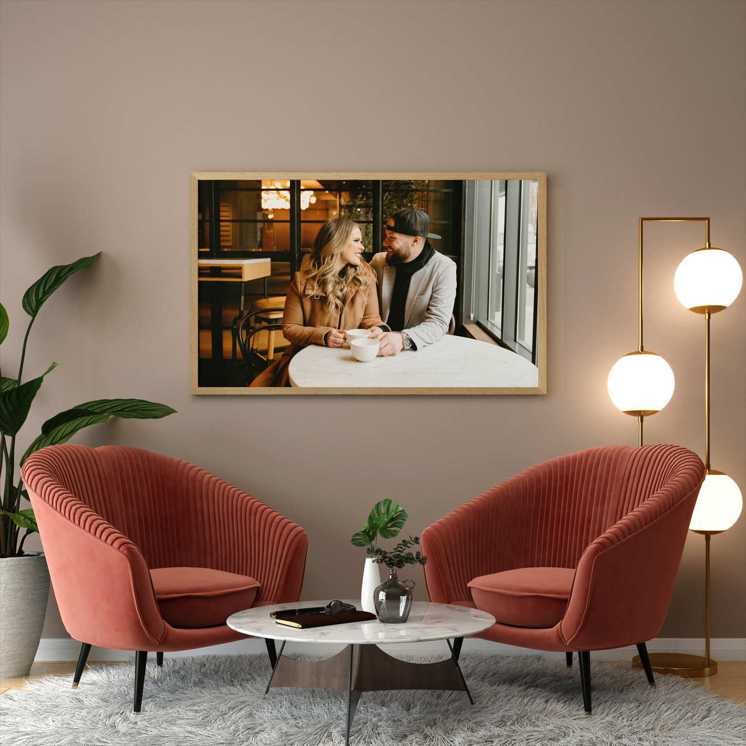 engagement photo on wall in living-room