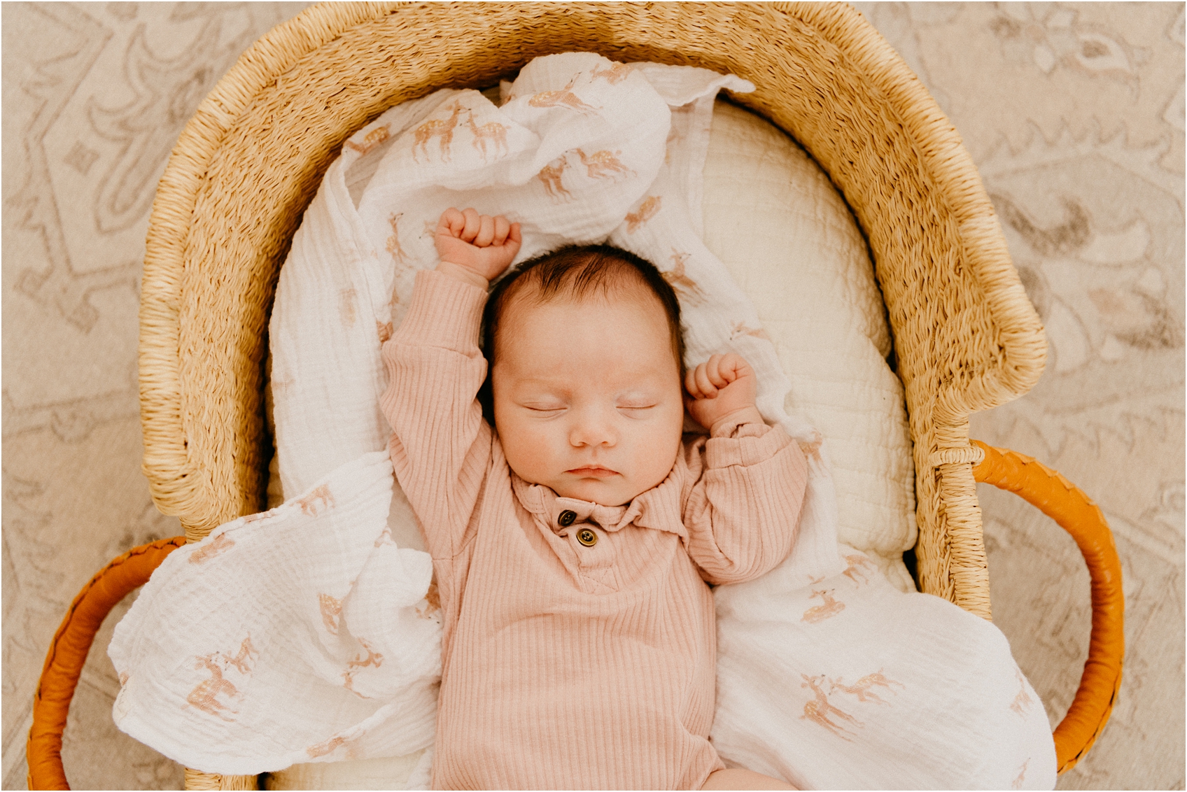 newborn baby in a basket