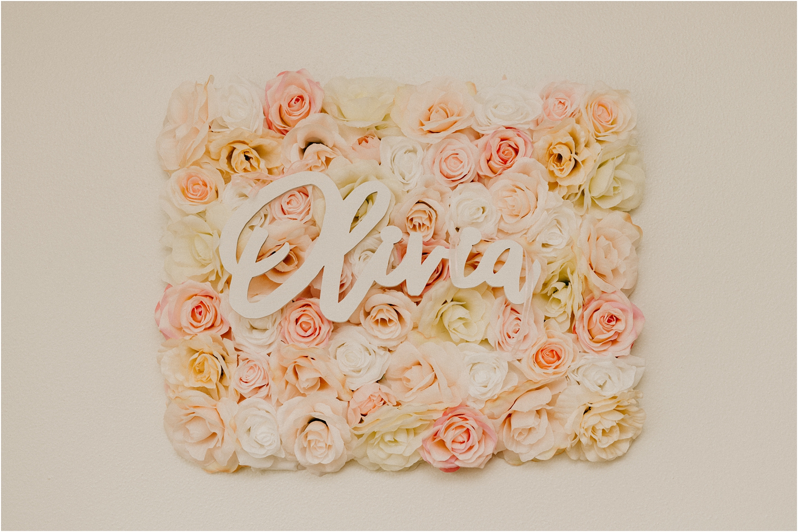 Olivia nameplate on flowers