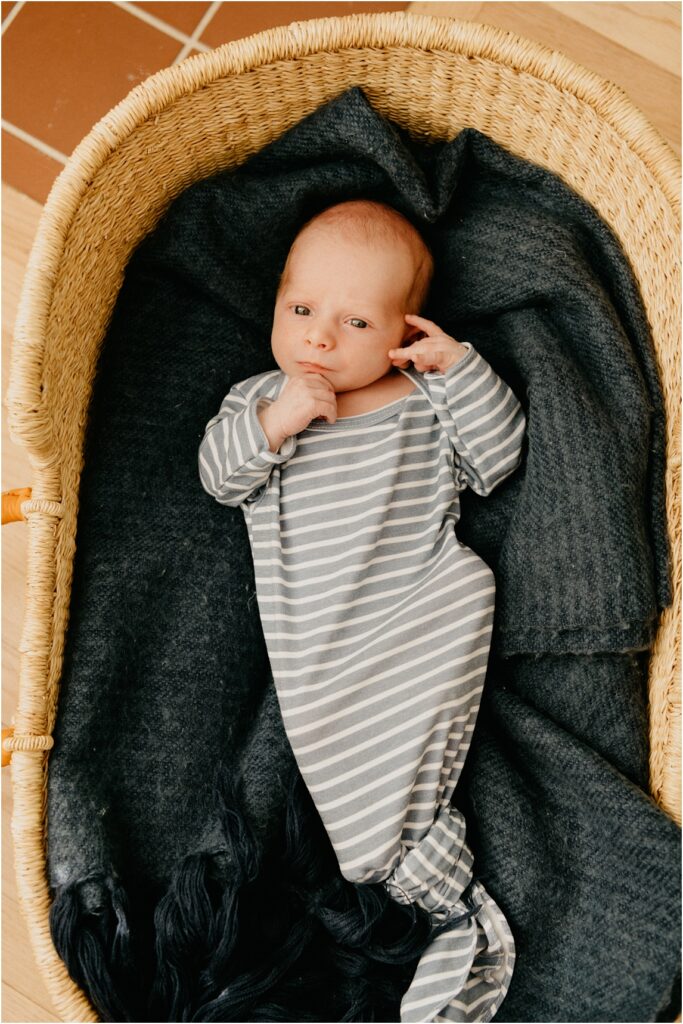 baby boy in a basket