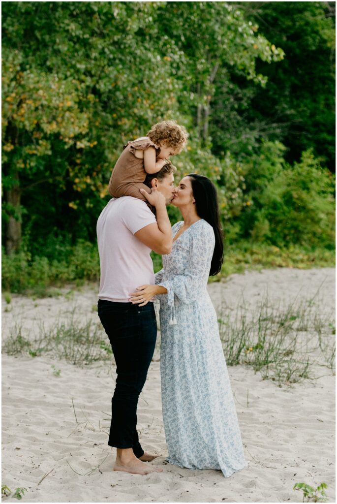 family on a beach in milwaukee