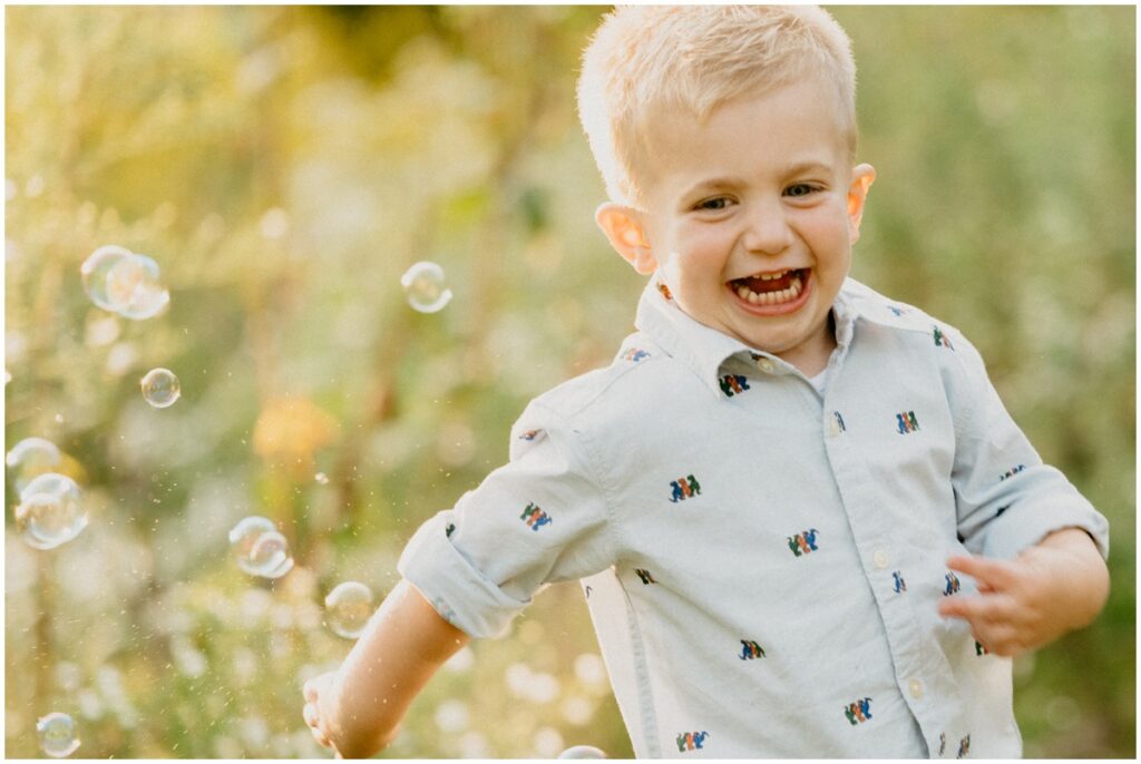 smiling boy at park