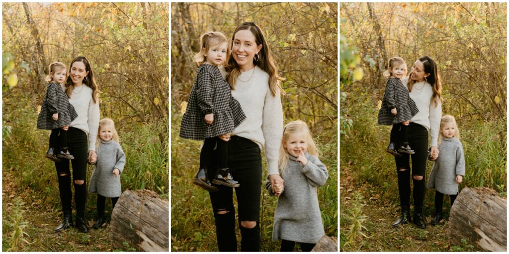 mom with two daughters at a park