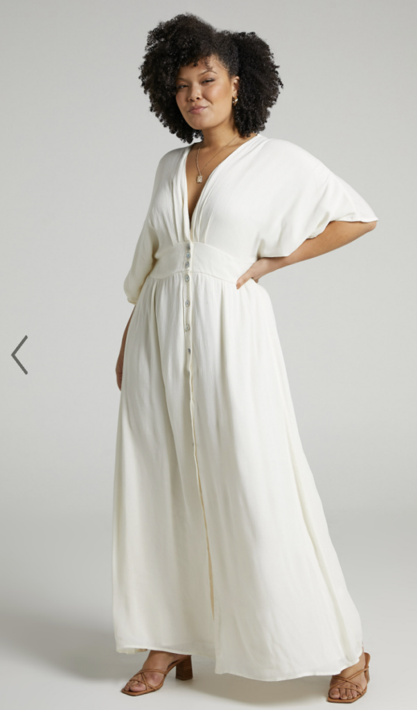 white dress with buttons