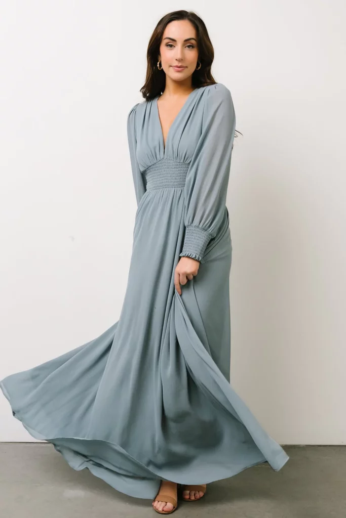 maxi dress in silver blue