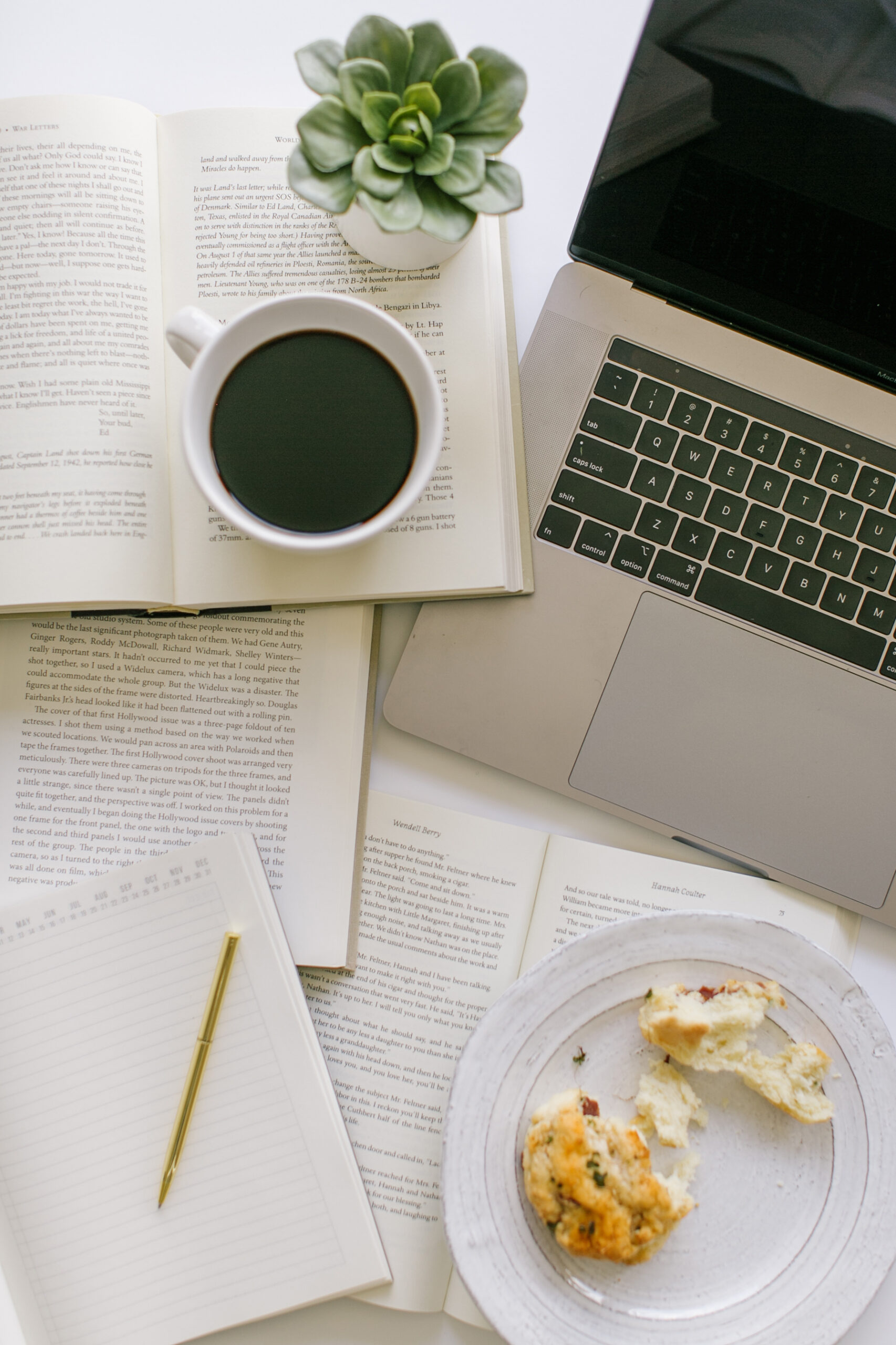 coffee book and laptop