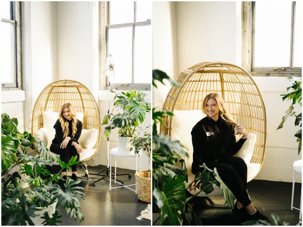 nurse in scrubs surrounded by plants