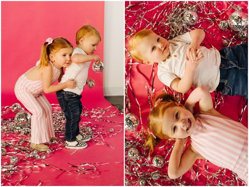 valentine's day photo session with streamers