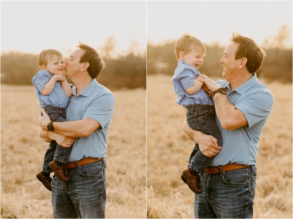 dad and son smiling