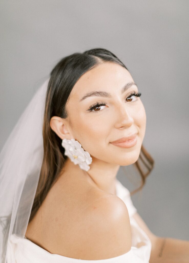 a closeup bridal portrait