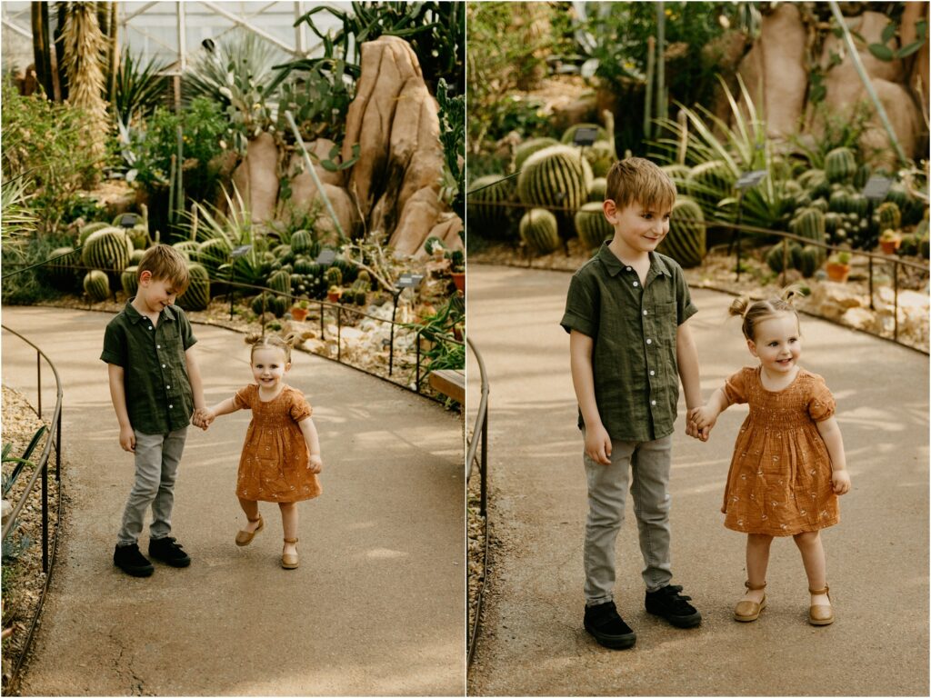 kids holding hands at the domes