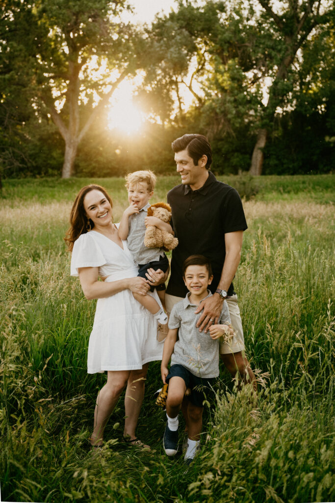 family posing for photo