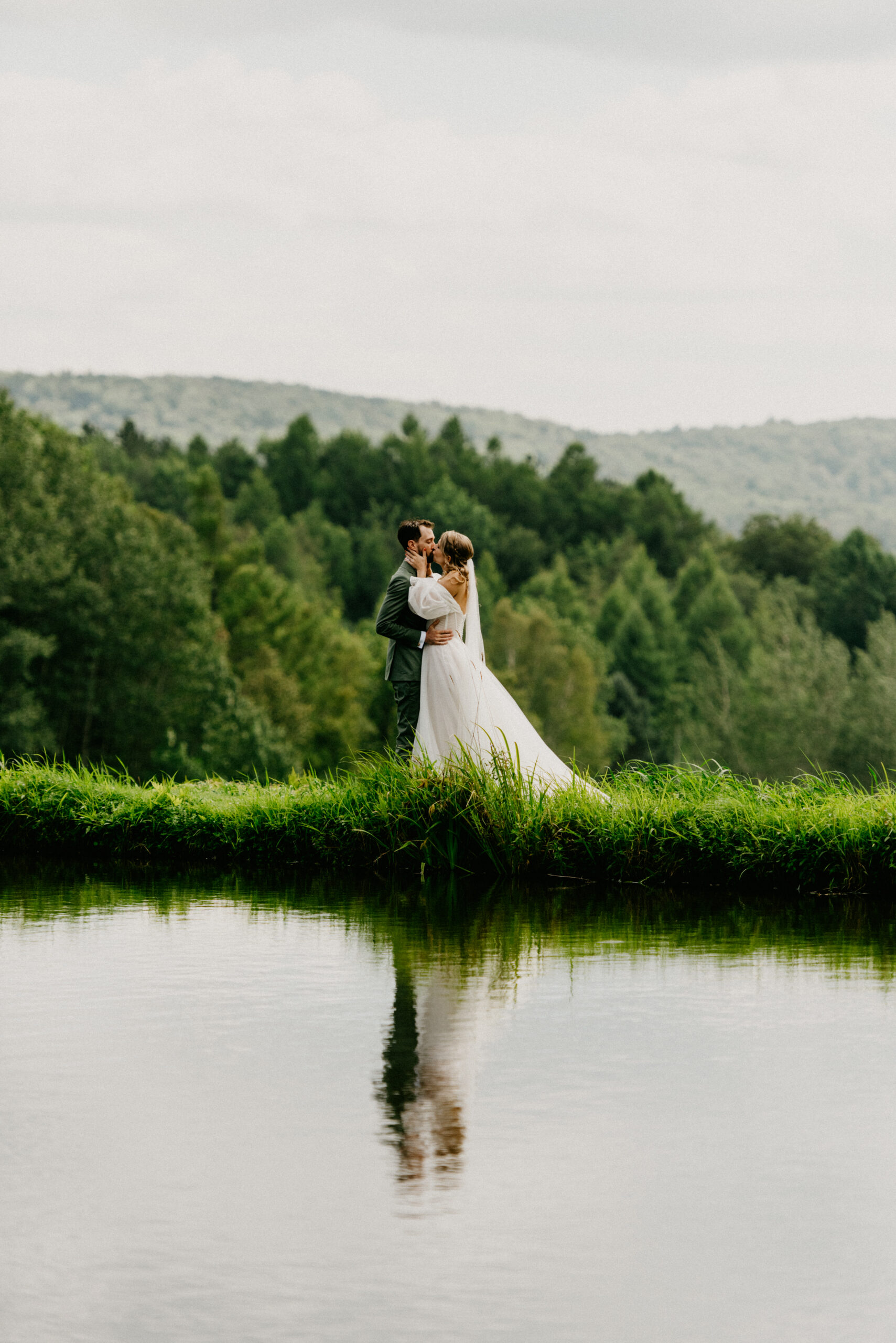 bride and groom first look