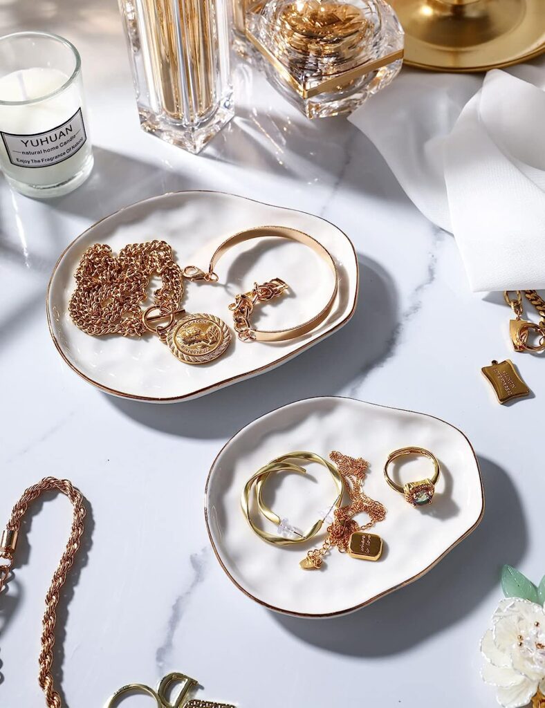 White Jewelry Dish Tray Set 