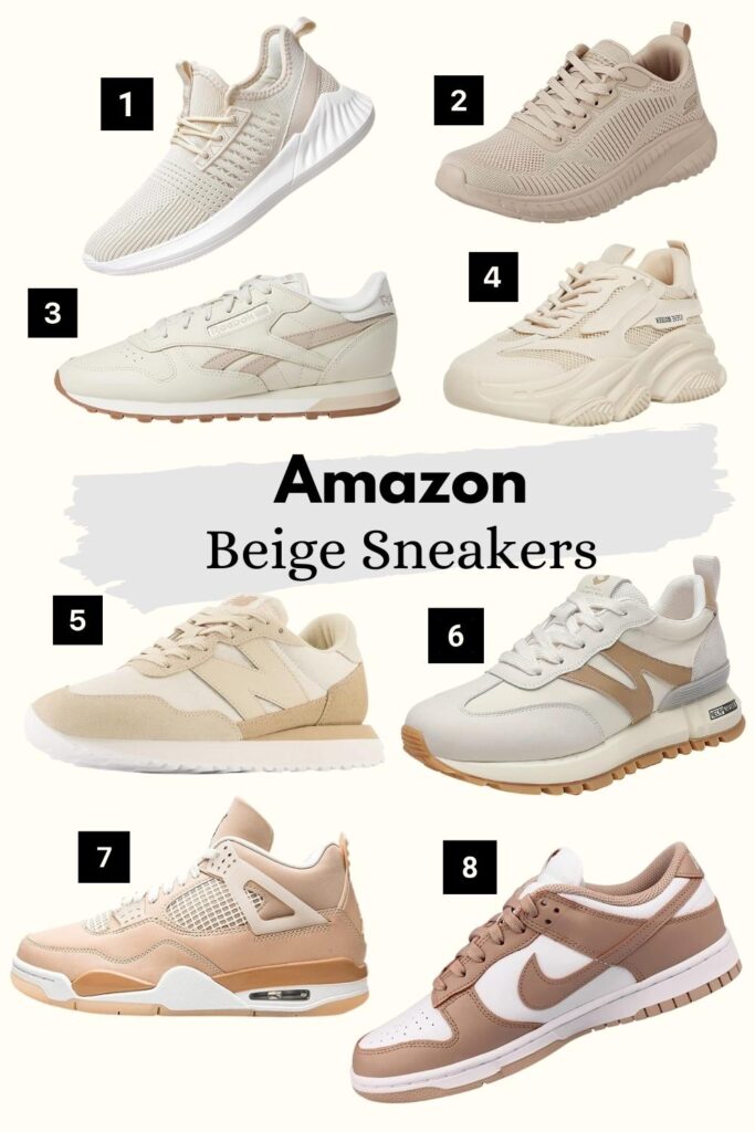 Amazon Beige Sneakers round up collage