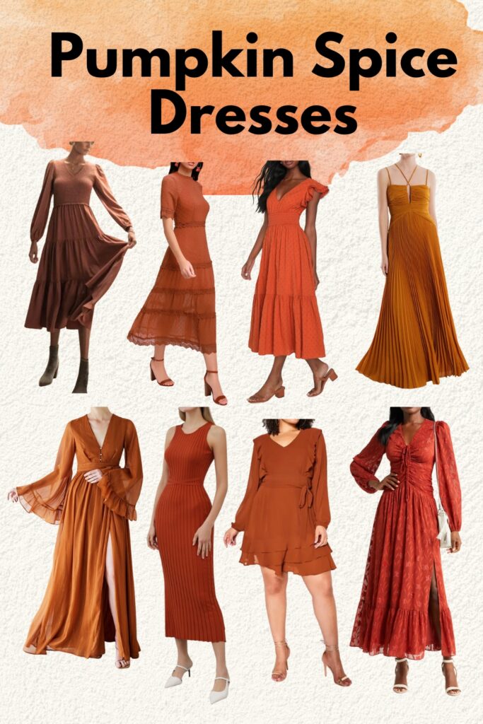 womens pumpkin spice orange dresses for fall