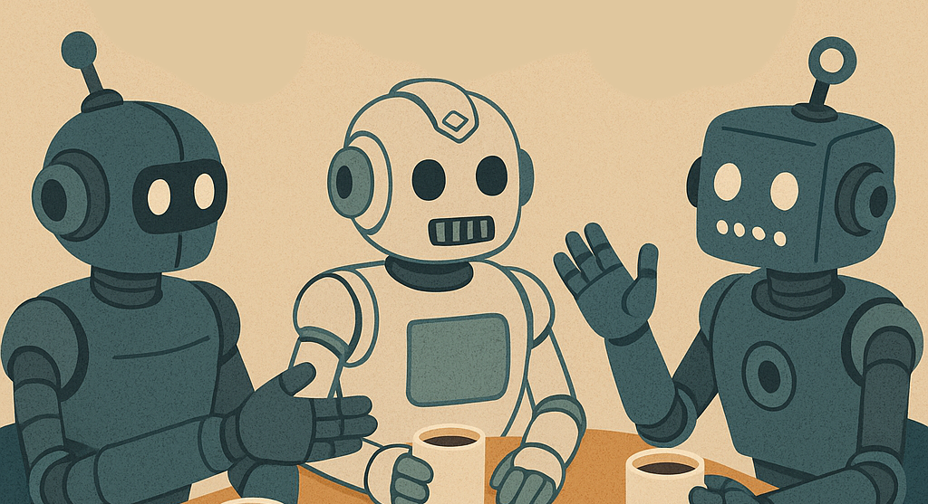 robots having a conversation illustration