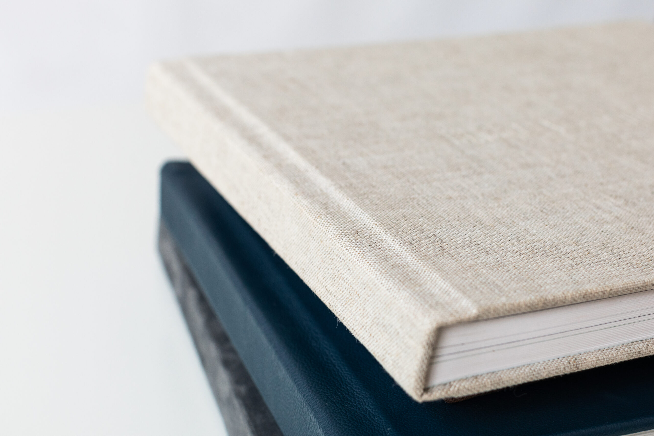 beige linen family photo album