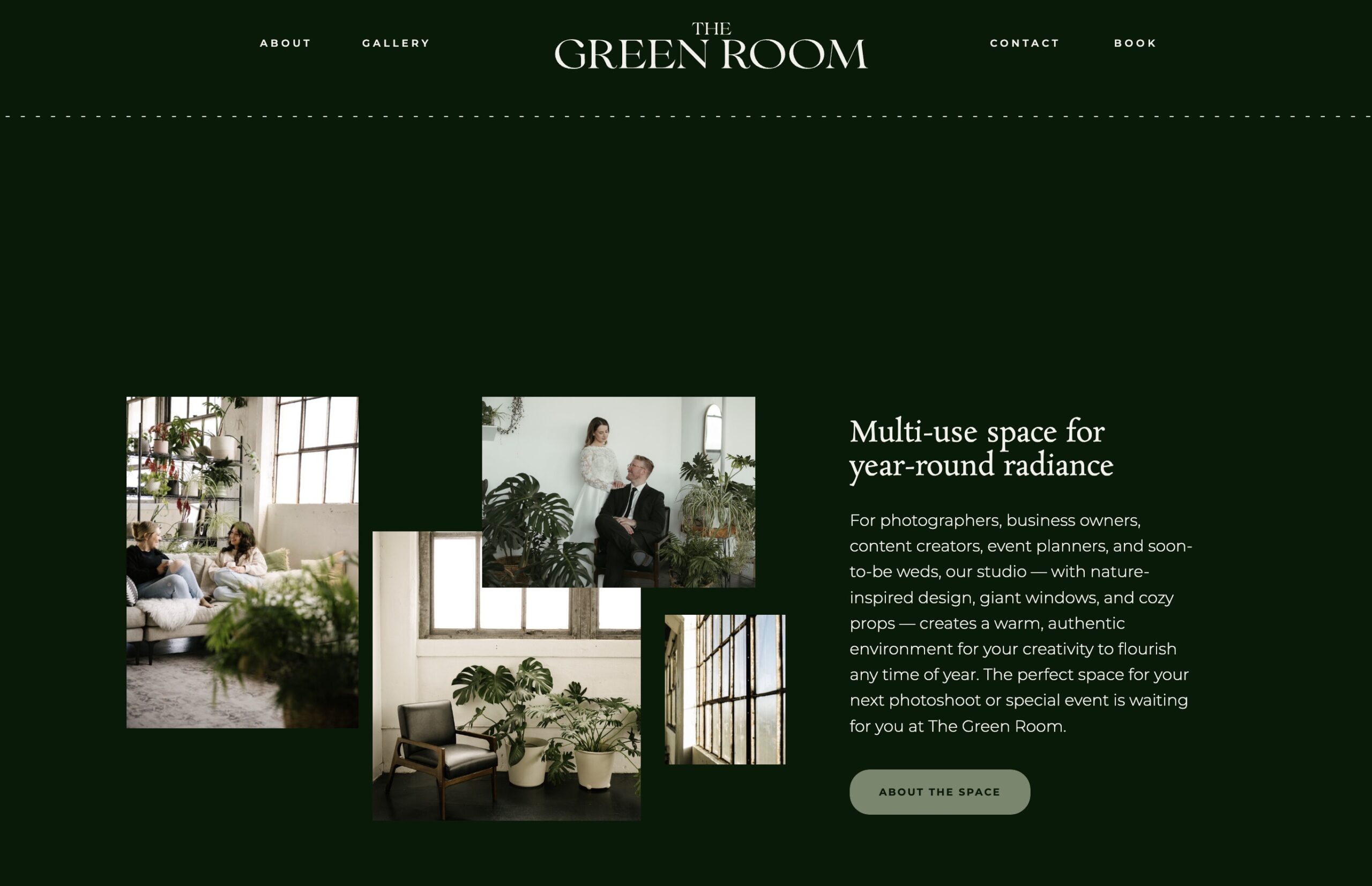 website snapshot of The Green Room
