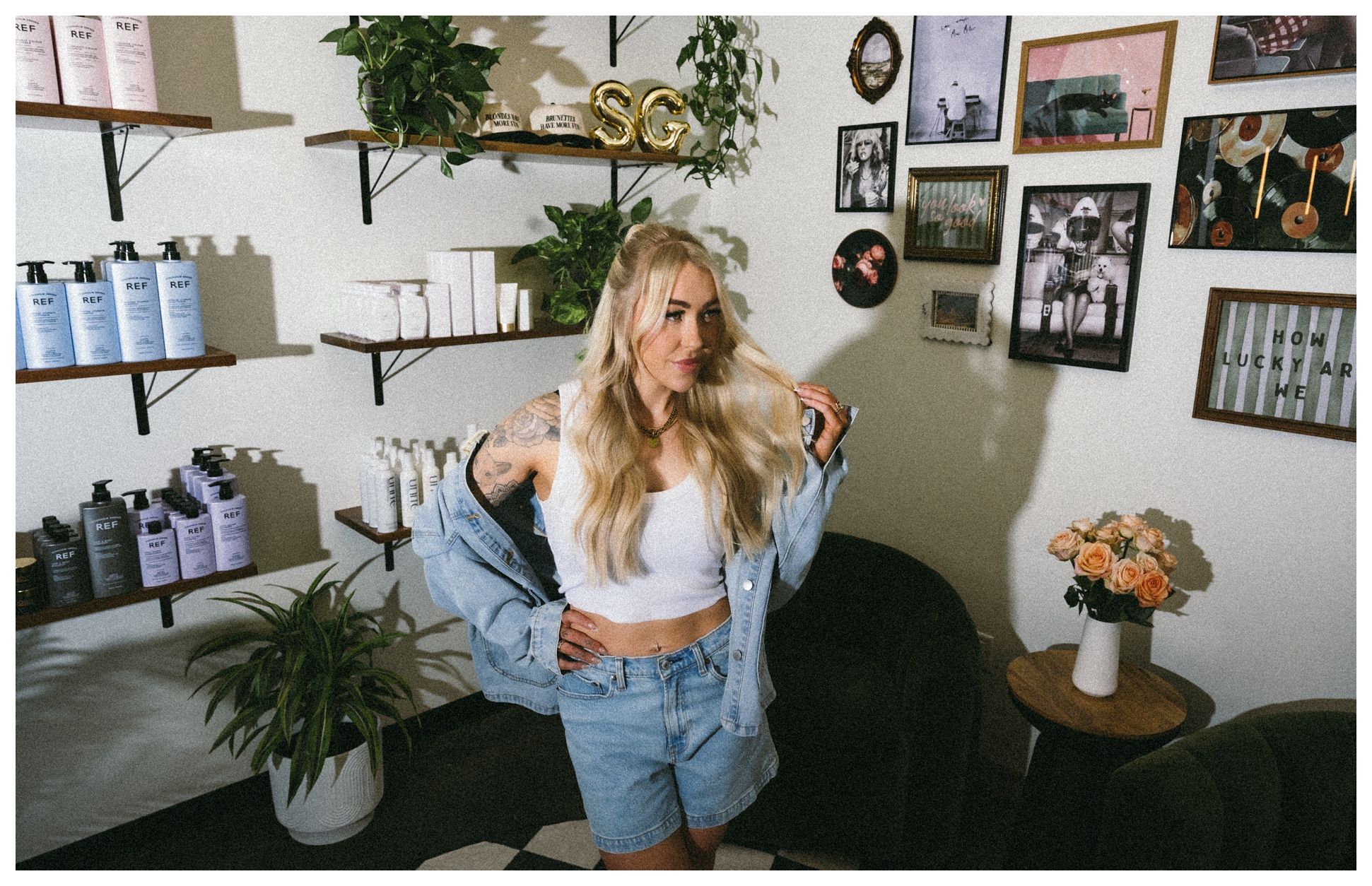 Hair Stylist branding photos in salon